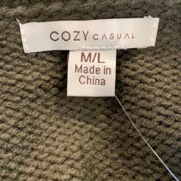 Francesca's Knit Sweater Womens Medium Large Green Long Sleeves Ribbed - Picture 10 of 16